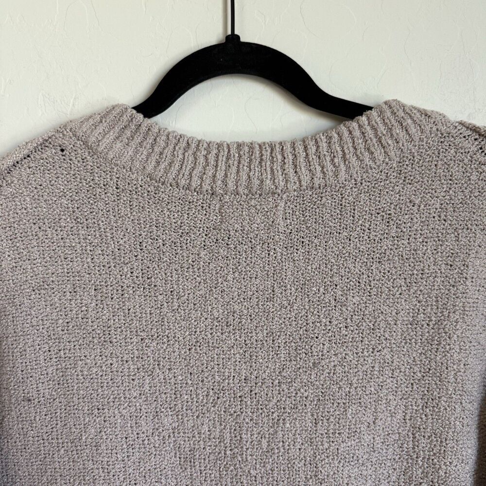 Altard State Beige Oversized V Neck Inside Out Hem Boucle Knit Pullover Sweater - Picture 11 of 15